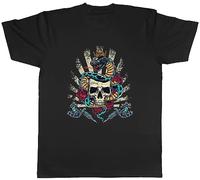 Shopagift Skull King Mens T-Shirt Tattoo Inked Snake Gothic Tee Gift Black