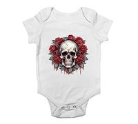 Shopagift Skull Roses Baby Grow Vest Gothic Emo Biker Rock Head Bodysuit Gift