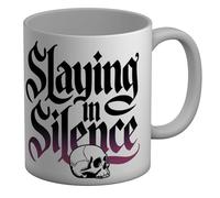 Shopagift Slaying in Silence Gothic Skull Head Mug White 11oz Large Ceramic Cup
