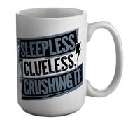 Shopagift Sleepless Clueless Crushing It Mug White 15oz Large Ceramic Cup
