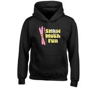 Shopagift Snow Much Fun Kids Hoodie Funny Ski Skiing Hoody Hooded Top Boys Girls Black