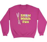 Shopagift Snow Much Fun Kids Sweatshirt Funny Ski Skiing Jumper Boys Girls Pink