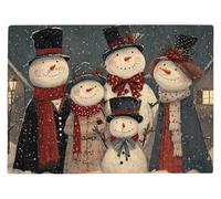 Shopagift Snowman Family Christmas Glass Chopping Board Large Kitchen Worktop Saver 39cm x 28cm