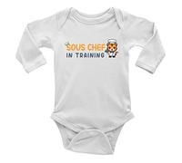 Shopagift Sous Chef Baby Vest Bodysuit Cooking Baking Birthday Boys Girls L/S Gift Idea White