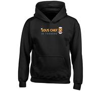 Shopagift Sous Chef Kids Hoodie Cooking Baking Birthday Gift Idea Hoody Hooded Top Black