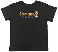 Shopagift Sous Chef Kids T-Shirt Cooking Baking Birthday Childrens Tee Gift Idea Black