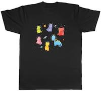 Shopagift Space Dinosaurs Mens T-Shirt Astronaut Universe Tee Gift Black