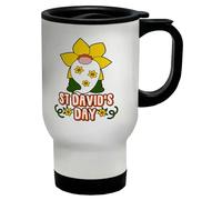 Shopagift St David's Day Travel Mug Gnome Daffodil Welsh Wales Stainless Steel 14oz Cup