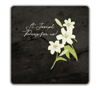 Shopagift St Joseph Day Pray for Us Lillies 2 Pack Coasters - 9cm x 9cm
