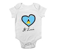 Shopagift St Lucia Baby Vest Love Heart Flag Bodysuit Gift White
