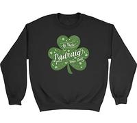 Shopagift St Patrick's Day Kids Sweatshirt La Fheile Padraig Gaelic Irish Ireland Gift Jumper Black
