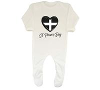 Shopagift St Piran's Day Baby Romper Heart Cornwall Cornish Boys Girls Gift White