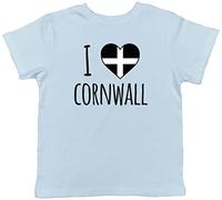 Shopagift St Piran's Day Kids T-Shirt I Love Cornwall Childrens Tee Gift Light Blue