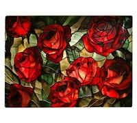 Shopagift Stained Glass Red Roses Glass Chopping Board Large Kitchen Worktop Saver 39cm x 28cm