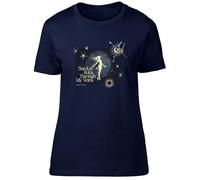 Shopagift Stardust Runs Through My Veins Space Universe Womens T-Shirt Ladies Tee Navy Blue