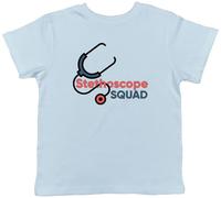 Shopagift Stethoscope Squad Kids T-Shirt Funny Doctor Nurse Club Childrens Tee Boys Girls Light Blue