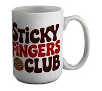 Shopagift Sticky Fingers Club Cinnamon Bun Bakery Mug White 15oz Large Cup