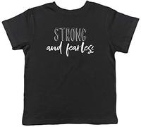 Shopagift Strong and Fearless Childrens Kids T-Shirt Black