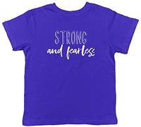 Shopagift Strong and Fearless Childrens Kids T-Shirt Blue