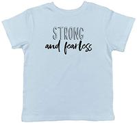 Shopagift Strong and Fearless Childrens Kids T-Shirt Light Blue