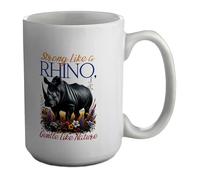 Shopagift Strong Like a Rhino Gentle Like Nature Mug White 15oz Large Ceramic Cup