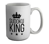 Shopagift Sudoku King Mug Board Game Puzzle White 15oz Large Ceramic Cup