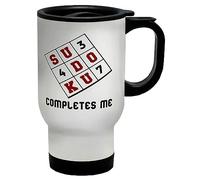 Shopagift Sudoku Travel Mug Completes Me Funny Puzzle Game Gift Stainless Steel 14oz Cup