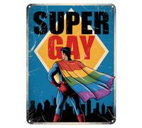 Shopagift Super Gay Funny Superhero Metal Poster Wall Tin Sign Man Cave Shed Bar Bedroom Home Kitchen - A5