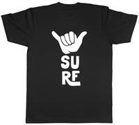 Shopagift Surf The Shank Hand Surfing Day Beach Sea Ocean Mens T-Shirt Tee Black