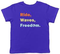 Shopagift Surfer Surfing Kids T-Shirt Ride Waves Freedom Surf Childrens Tee Boys Girls Blue