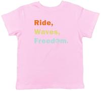 Shopagift Surfer Surfing Kids T-Shirt Ride Waves Freedom Surf Childrens Tee Boys Girls Light Pink