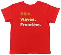 Shopagift Surfer Surfing Kids T-Shirt Ride Waves Freedom Surf Childrens Tee Boys Girls Red