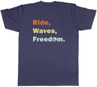 Shopagift Surfer Surfing Mens T-Shirt Ride Waves Freedom Surf Tee Navy Blue