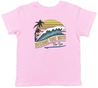 Shopagift Surfing Lover Kids T-Shirt Become One with The Sea Surfer Childrens Tee Boys Girls Light Pink