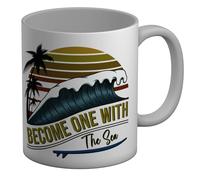 Shopagift Surfing Lover Mug Become One with The Sea Surfer White 11oz Large Ceramic Cup