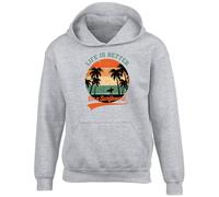 Shopagift Surfing Surfer Kids Hoodie Life is Better on a Surfboard Hoody Hooded Top Boys Girls Grey