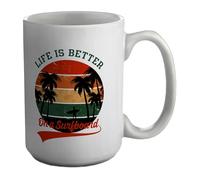 Shopagift Surfing Surfer Mug Life is Better on a Surfboard White 15oz Large Ceramic Cup
