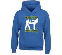 Shopagift Taekwondo Student Kids Hoodie Train Hard Fight Smart Hoody Hooded Top Boys Girls Blue