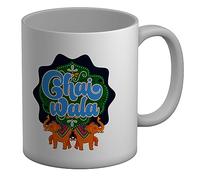 Shopagift Tea Chai Mug Chai Wala Indian Elephants White 11oz Large Gift Ceramic Cup