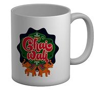 Shopagift Tea Chai Mug Chai Wali Indian Elephants White 11oz Large Gift Ceramic Cup