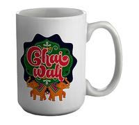 Shopagift Tea Chai Mug Chai Wali Indian Elephants White 15oz Large Gift Ceramic Cup