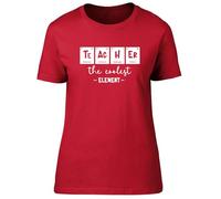 Shopagift Teacher Periodic Table Womens T-Shirt The Coolest Element Chemistry Ladies Tee Red