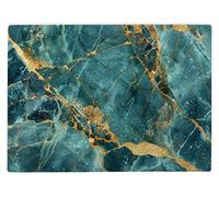 Shopagift Teal Gold Marble Effect Glass Chopping Board Large Kitchen Worktop Saver 39cm x 28cm