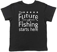 Shopagift The Future of Fishing Starts Here Childrens Kids T-Shirt Black