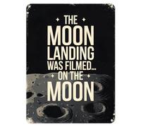 Shopagift The Moon Landing was Filmed Metal Poster Wall Tin Sign Man Cave Shed Bar Bedroom Home Kitchen - A3