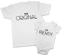 Shopagift The Original The Remix Father Son Matching Outfits Birthday Father's Day Dad Baby Set White