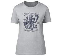 Shopagift There's Nothing You Can't Handle Octopus Chef Womens T-Shirt Ladies Tee Grey