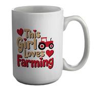 Shopagift This Girl Loves Farming Mug White 15oz Large Ceramic Cup