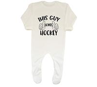 Shopagift This Guy Loves Hockey Baby Romper White