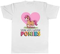 Shopagift This Guy Loves Ponies Funny Pony Lover Horse Mens T-Shirt Tee White